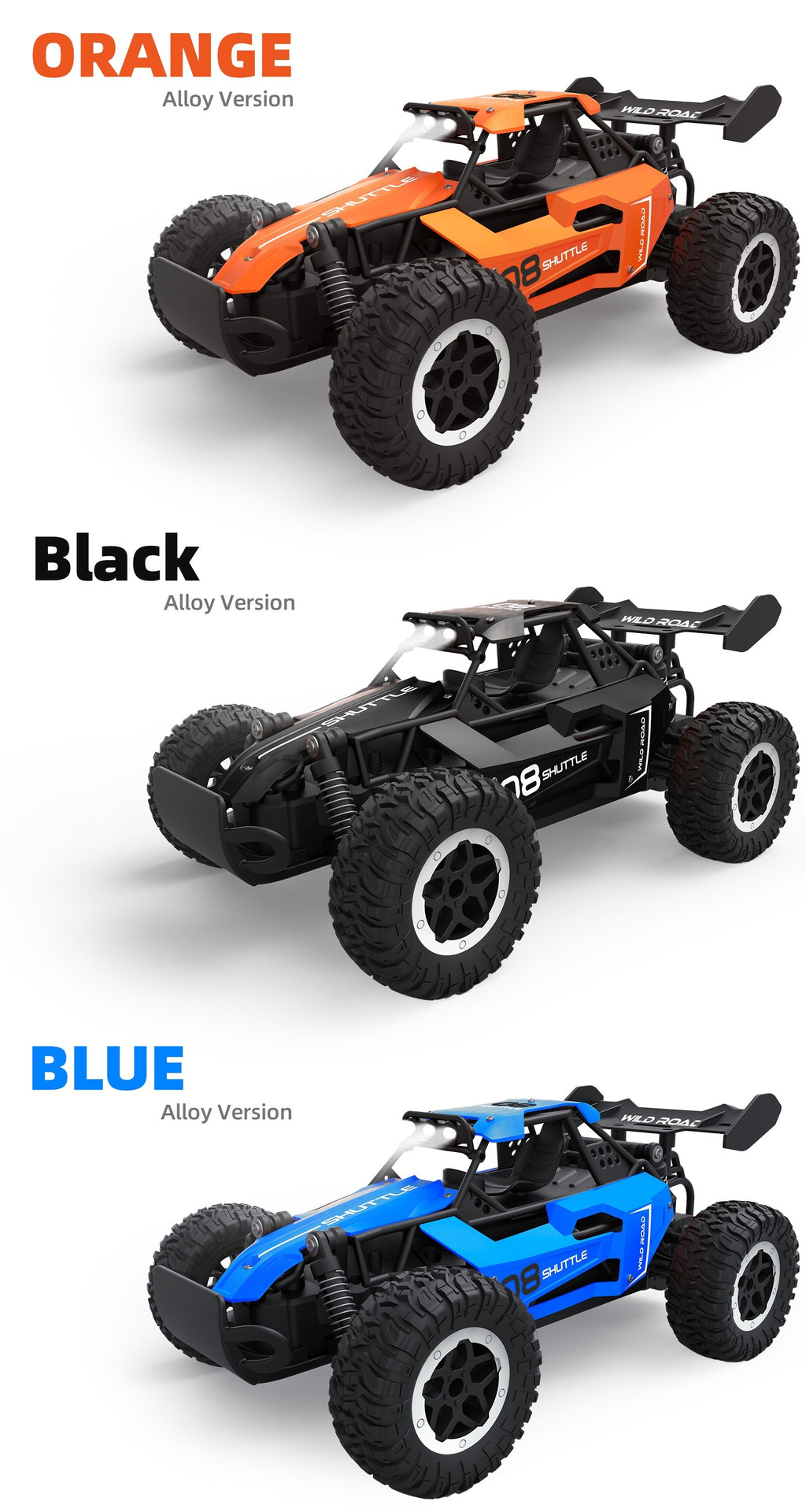 RC Car Truck 1:16 2.4Ghz All Terrain Off-Road Monster High Speed 20KM/h Remote Control Car with LED Headlights Toy Birthday Gift