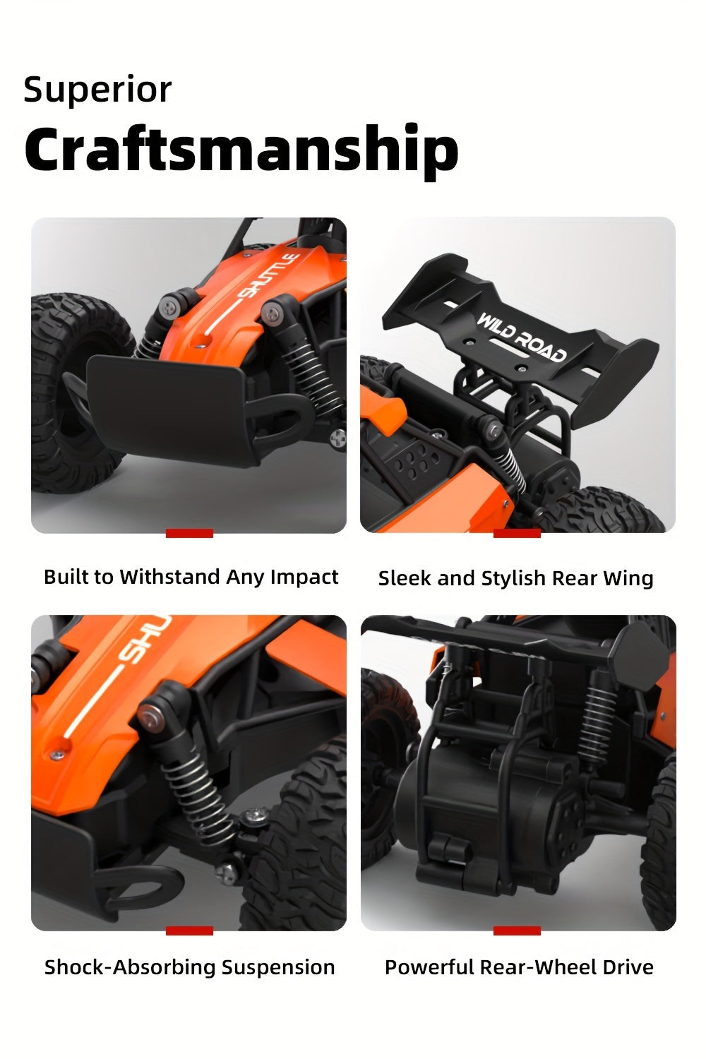 RC Car Truck 1:16 2.4Ghz All Terrain Off-Road Monster High Speed 20KM/h Remote Control Car with LED Headlights Toy Birthday Gift