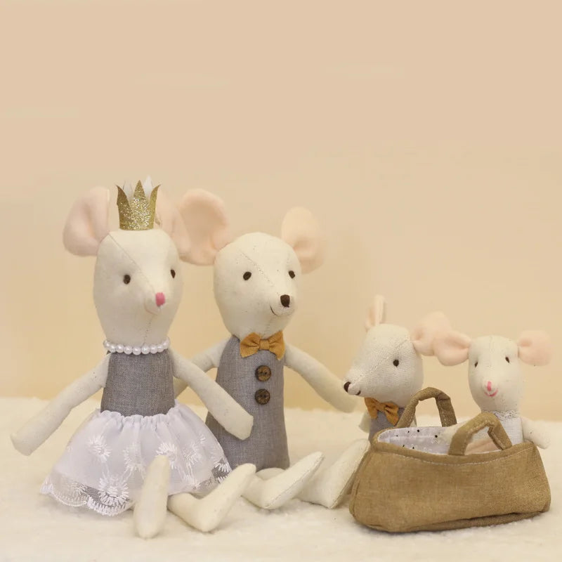 Plush dolls Stuffed Animal Cartoon Kids Toys for Girls Baby Birthday Christmas Gift mouse family dollhouse