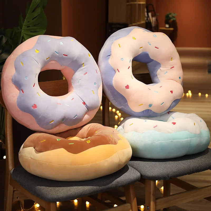 Plush Chocolate Donut Cushion Christmas Stuffed Donuts Pillow Decorative Sofa Seat Decor Xmas Cushions