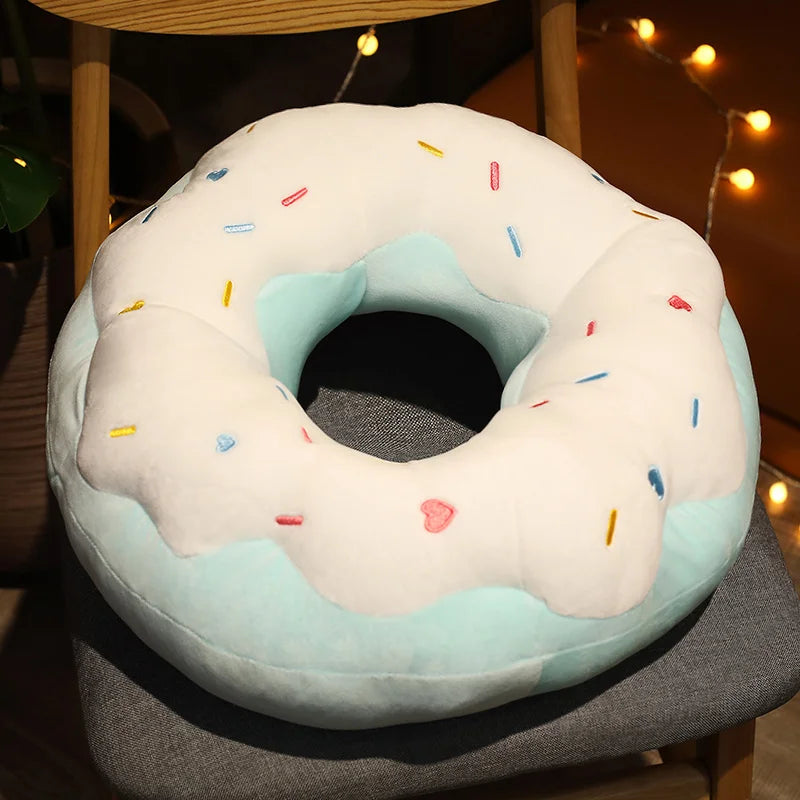 Plush Chocolate Donut Cushion Christmas Stuffed Donuts Pillow Decorative Sofa Seat Decor Xmas Cushions