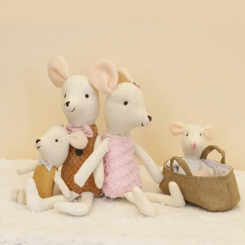 Plush dolls Stuffed Animal Cartoon Kids Toys for Girls Baby Birthday Christmas Gift mouse family dollhouse