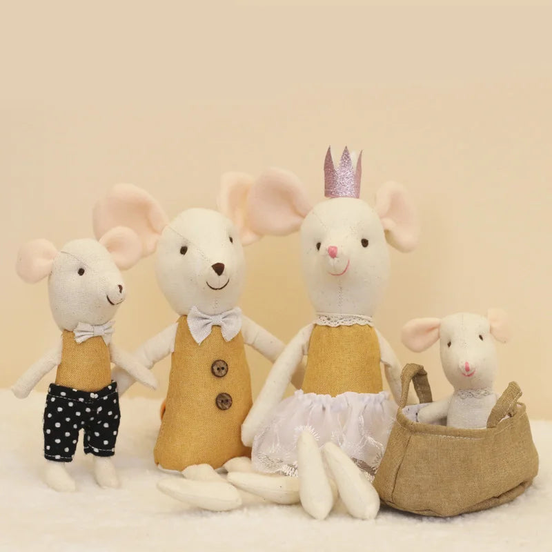 Plush dolls Stuffed Animal Cartoon Kids Toys for Girls Baby Birthday Christmas Gift mouse family dollhouse