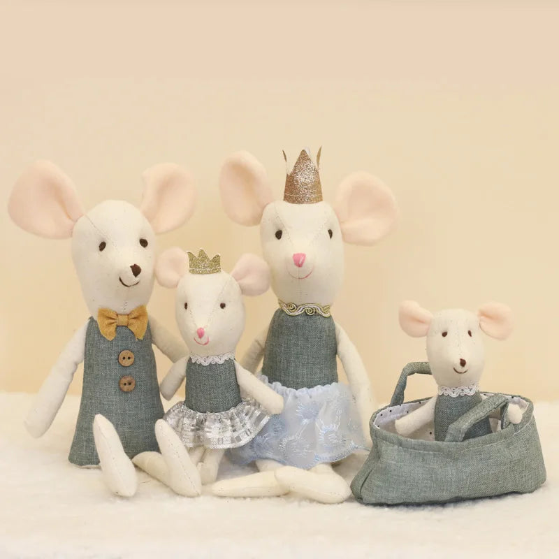 Plush dolls Stuffed Animal Cartoon Kids Toys for Girls Baby Birthday Christmas Gift mouse family dollhouse