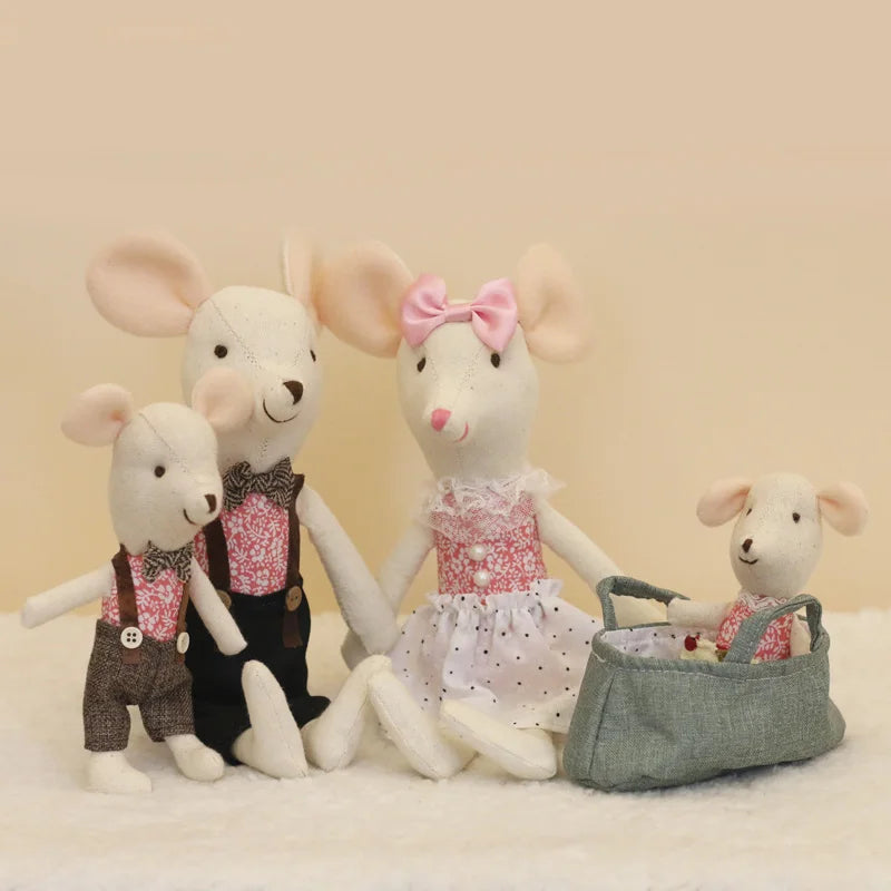 Plush dolls Stuffed Animal Cartoon Kids Toys for Girls Baby Birthday Christmas Gift mouse family dollhouse