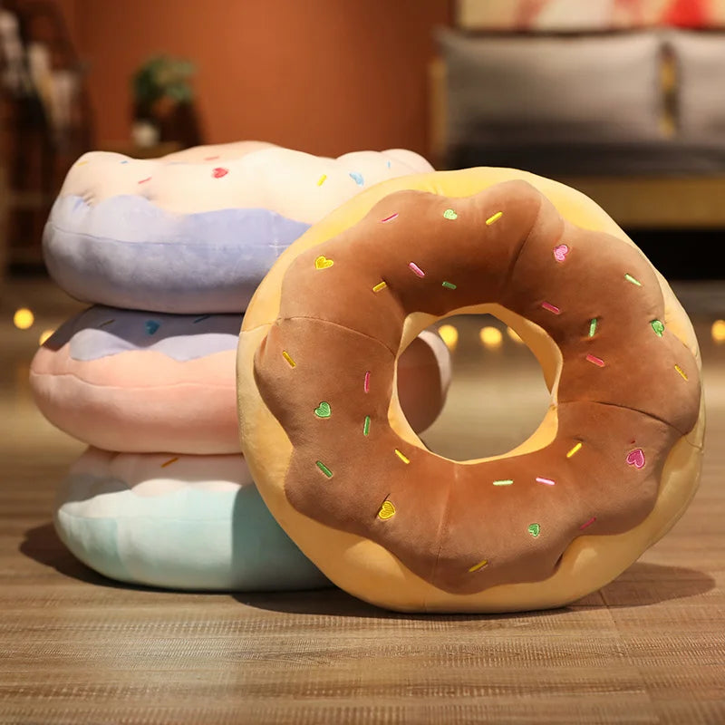 Plush Chocolate Donut Cushion Christmas Stuffed Donuts Pillow Decorative Sofa Seat Decor Xmas Cushions