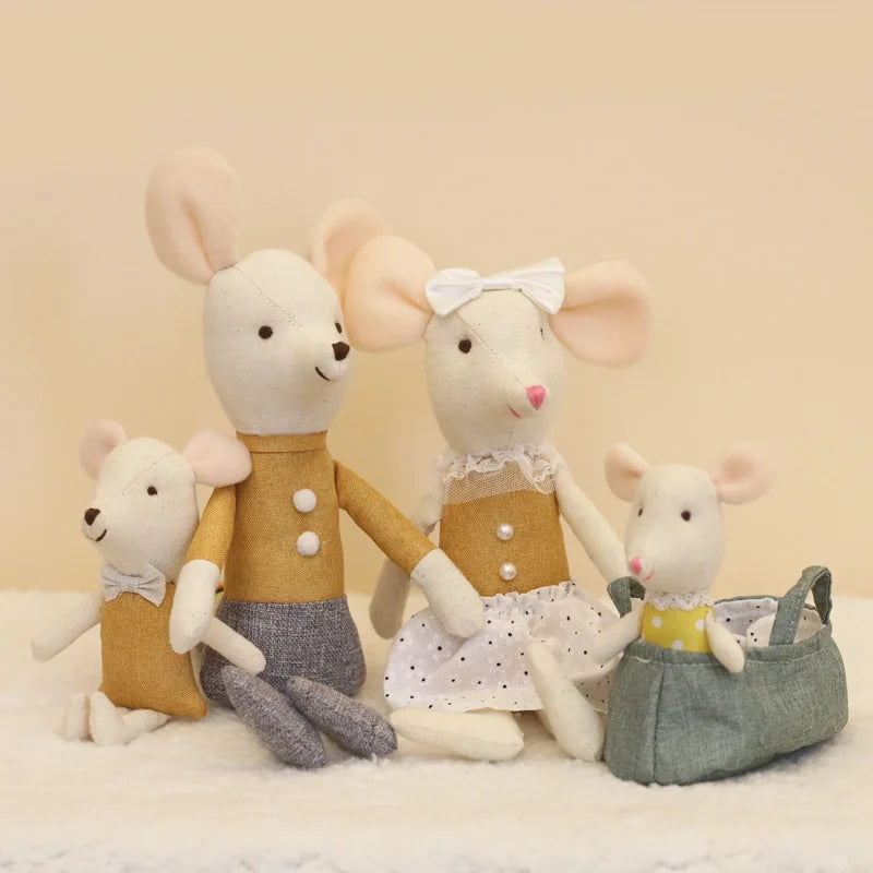 Plush dolls Stuffed Animal Cartoon Kids Toys for Girls Baby Birthday Christmas Gift mouse family dollhouse