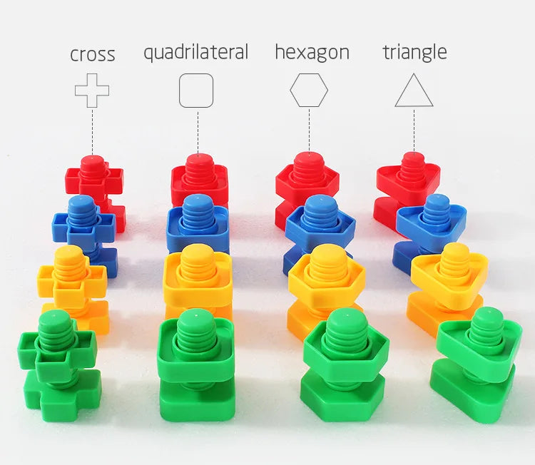 5 Set Screw Building Blocks Nut Shape Match Puzzle Toys For Children Infant Montessori Shape Color Recognize Educational Toys