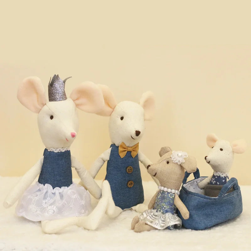 Plush dolls Stuffed Animal Cartoon Kids Toys for Girls Baby Birthday Christmas Gift mouse family dollhouse