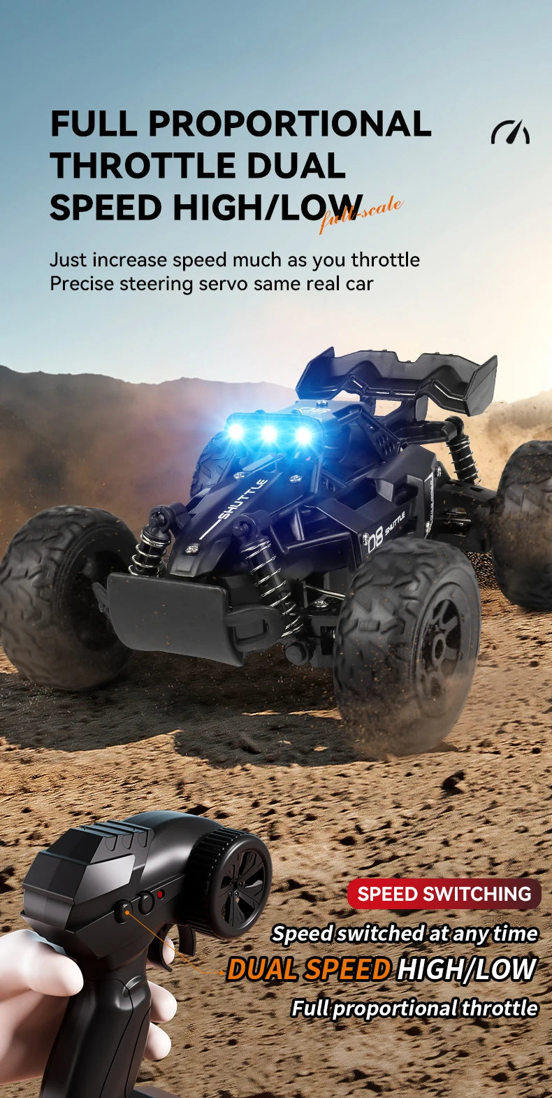 RC Rock Crawler 1:32 Scale Alloy Off-Road Vehicle With LED Light Brushles 2.4G Remote Control High Speed Climbing Drift Mini Car