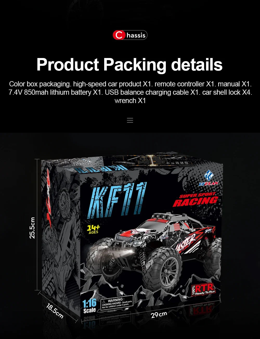 RC Cars Max 33KM/H High Speed 1:14 RC Truggy 4WD Off-Road Remote Control Truck IPX6 Waterproof All Terrain Electric Car Toy Gift