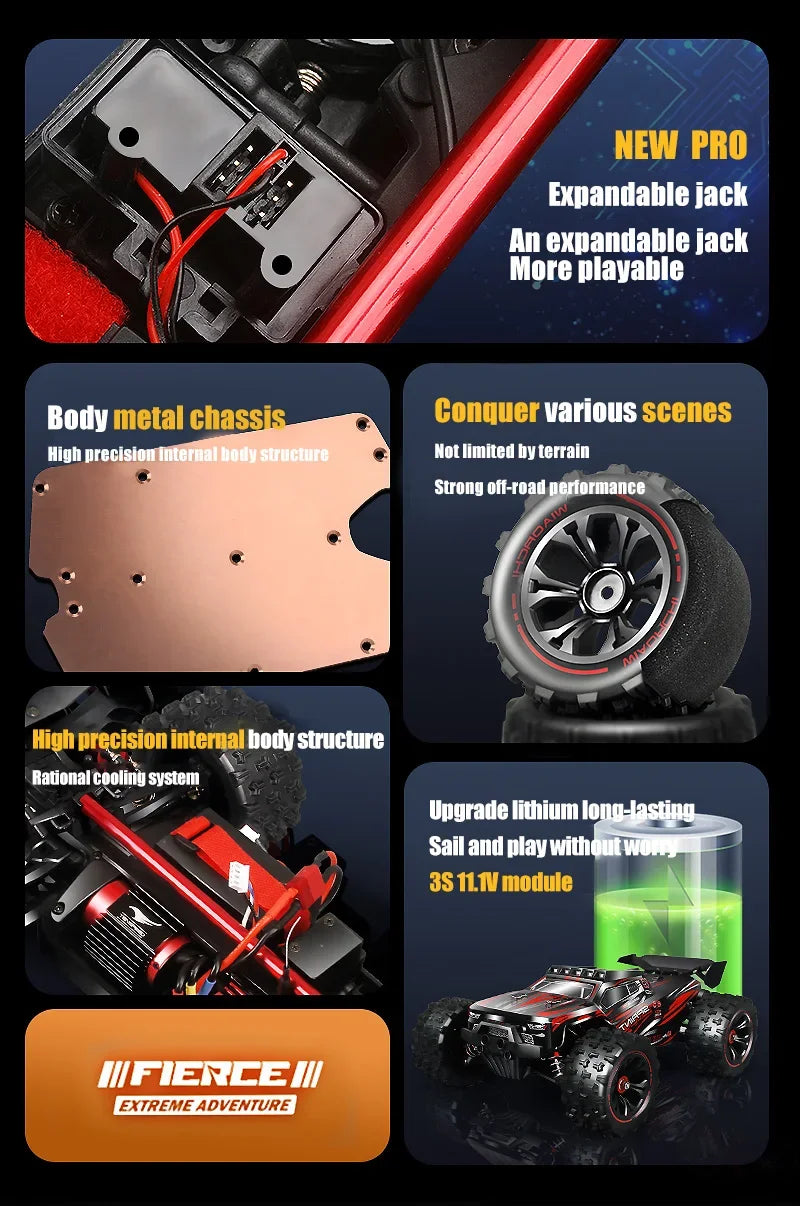 RC Car 1:16 85km/h or 50km/h Four-wheel Drive with LED Remote Control Car High Speed Drifting Monster 4x4 Truck Kids Wltoys Toys