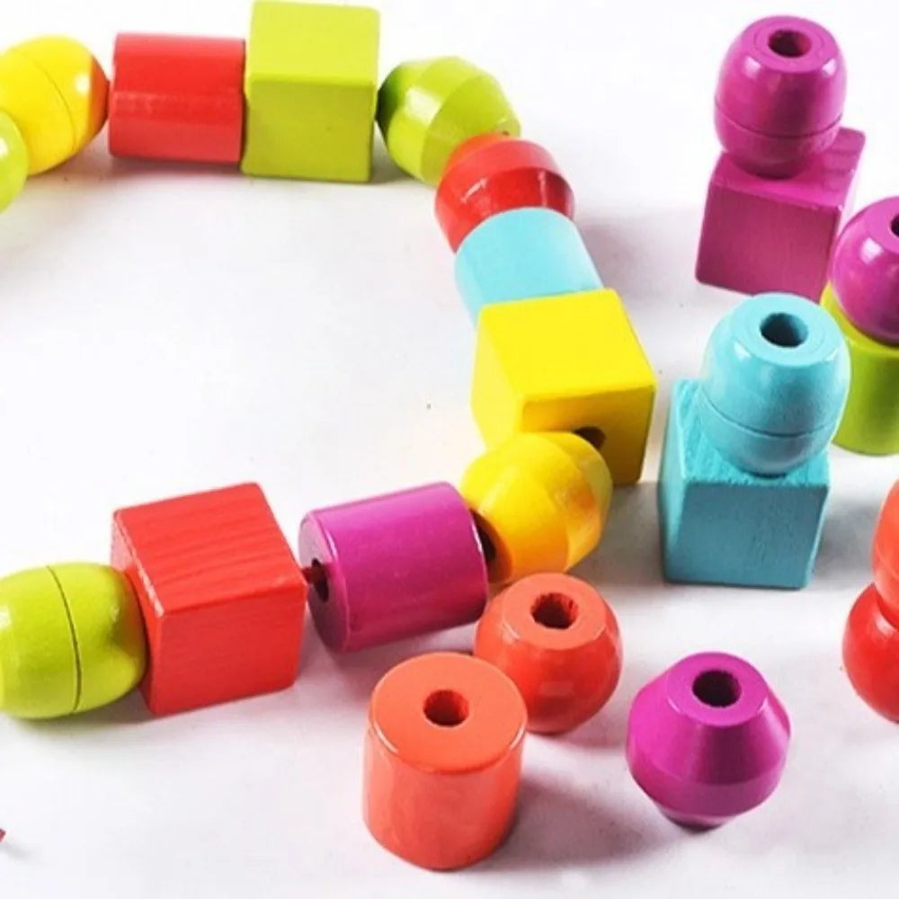 Colorful Wooden Toys Wooden Material Beaded Design Early Educational Toys Matching Game Funny Color Cognition Home Education