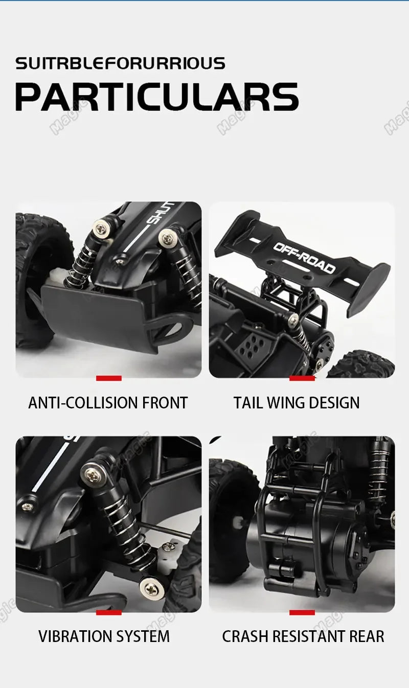 RC Off-Road Car 1:16 Scale All Terrain Fast RC Car 20KM/H High Speed 2WD Electric Vehicle with 2.4G Remote Control Monster Truck