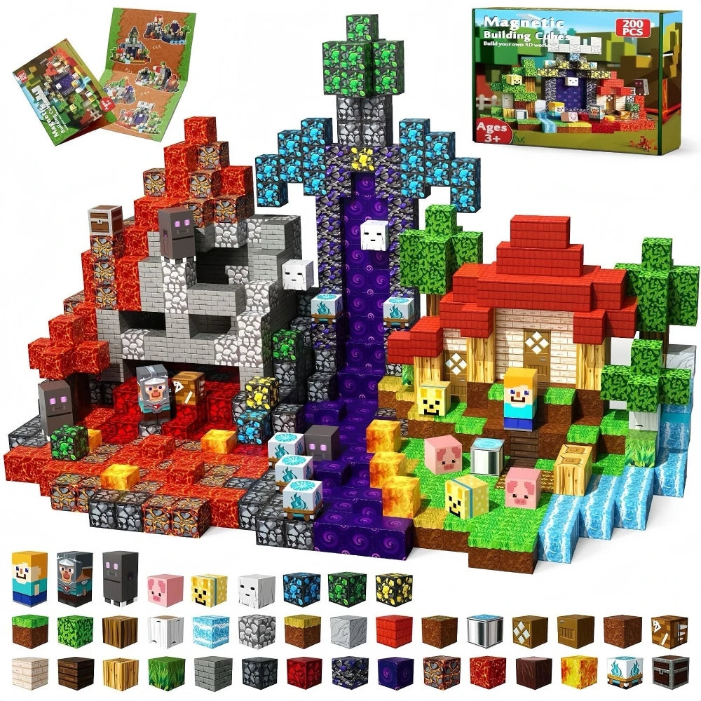 STEM Learning Magnetic Tiles Building Toys Architecture Models DIY Creative Bricks Kids Gift Desk Ornament