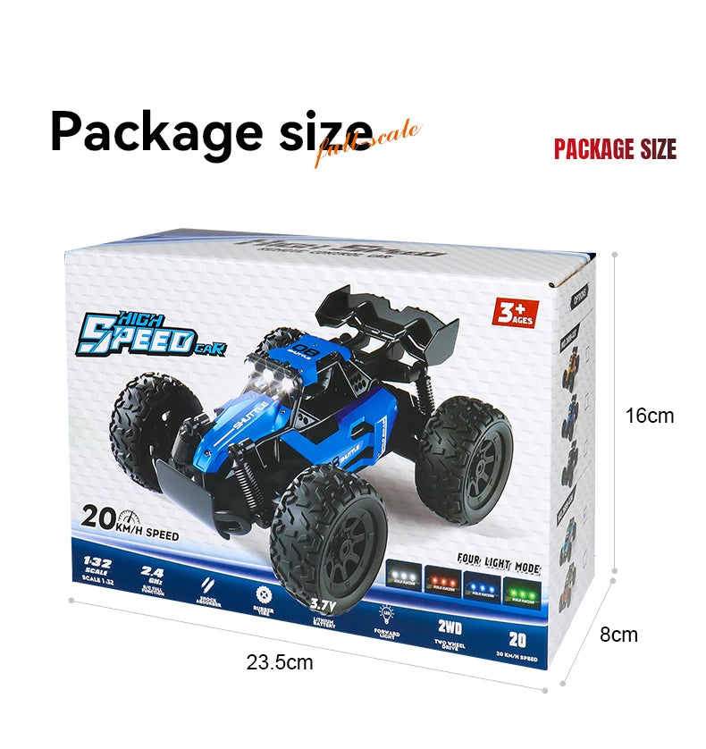 RC Rock Crawler 1:32 Scale Alloy Off-Road Vehicle With LED Light Brushles 2.4G Remote Control High Speed Climbing Drift Mini Car