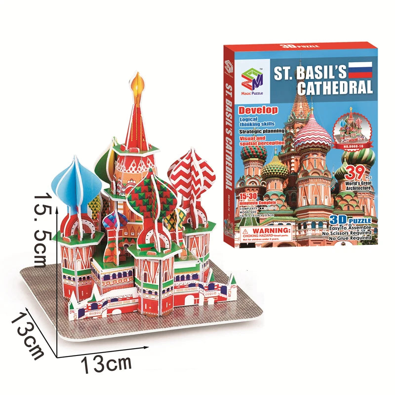 Educational Toys 3D Jigsaw Puzzles Toys Children Intellectual Development  Worlds Famous Building Construction 3D Puzzles Toy