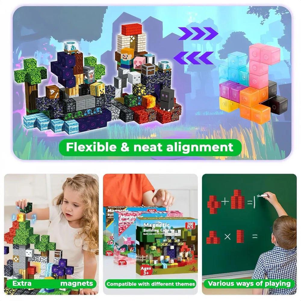 STEM Learning Magnetic Tiles Building Toys Architecture Models DIY Creative Bricks Kids Gift Desk Ornament