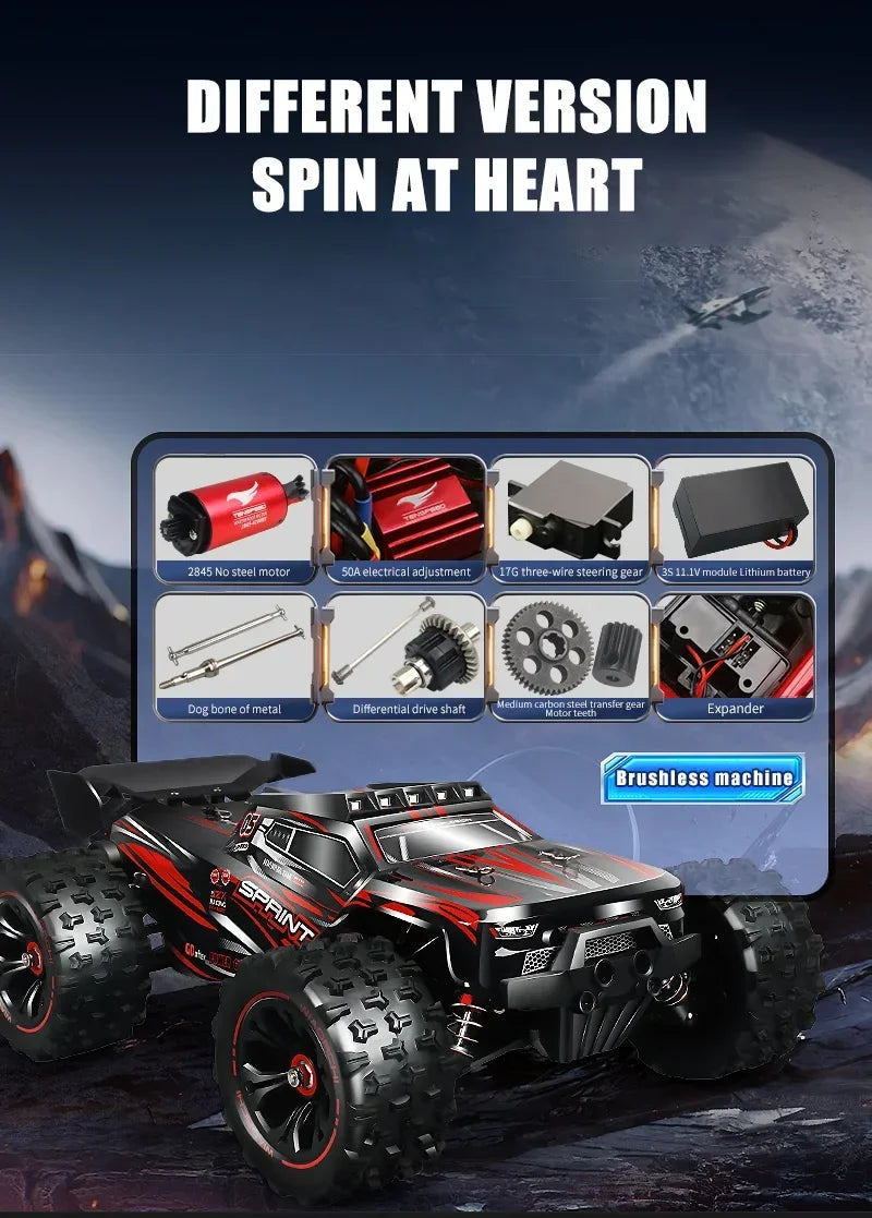 RC Car 85KM/H or 50KM/H 4WD 1:16 LED brushless remote control car High-speed drift racing car - a Christmas gift for children
