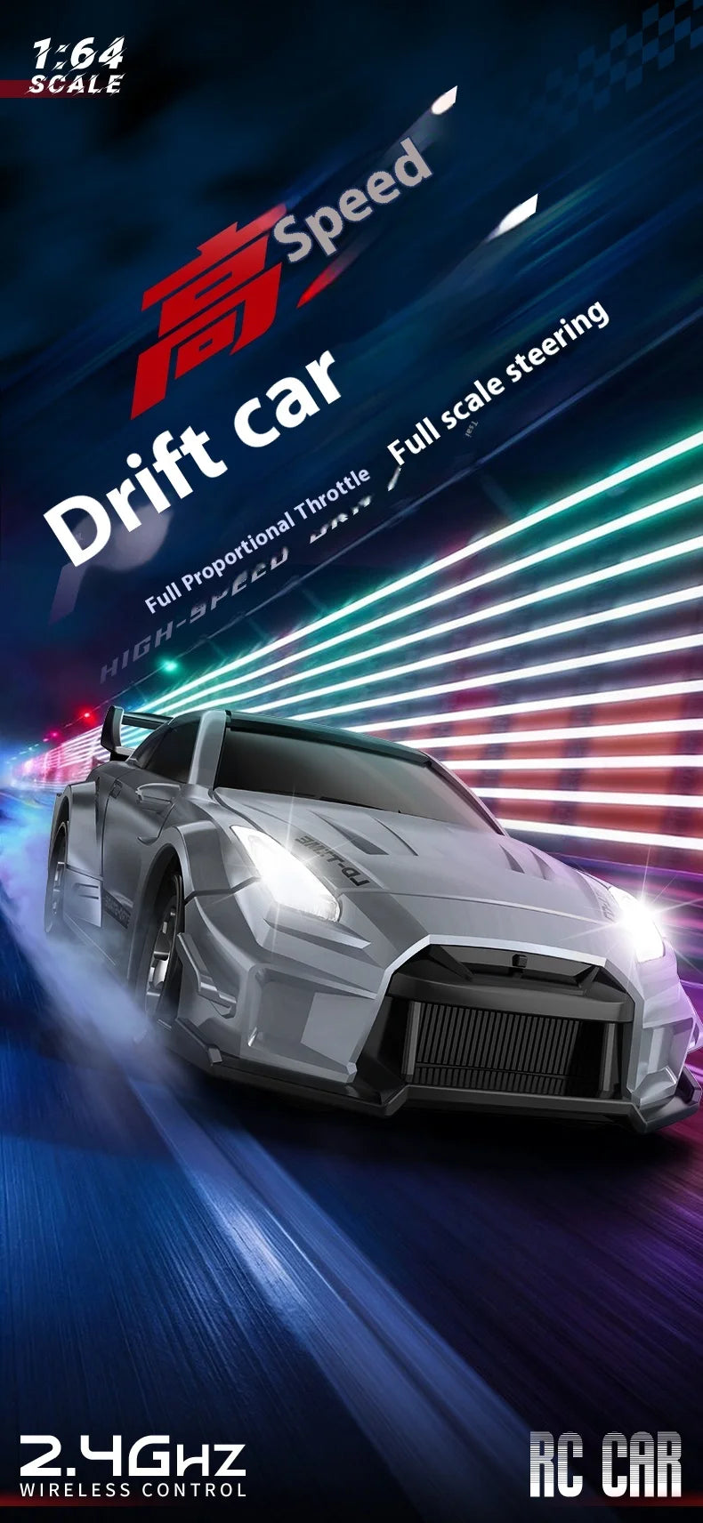 RC Drift Car 1/64 Mini Rc Car 4x4 Full Proportion Control 15KM/H High-Speed Vehicle Mini RTR Racing Model Boy Toy Gift
