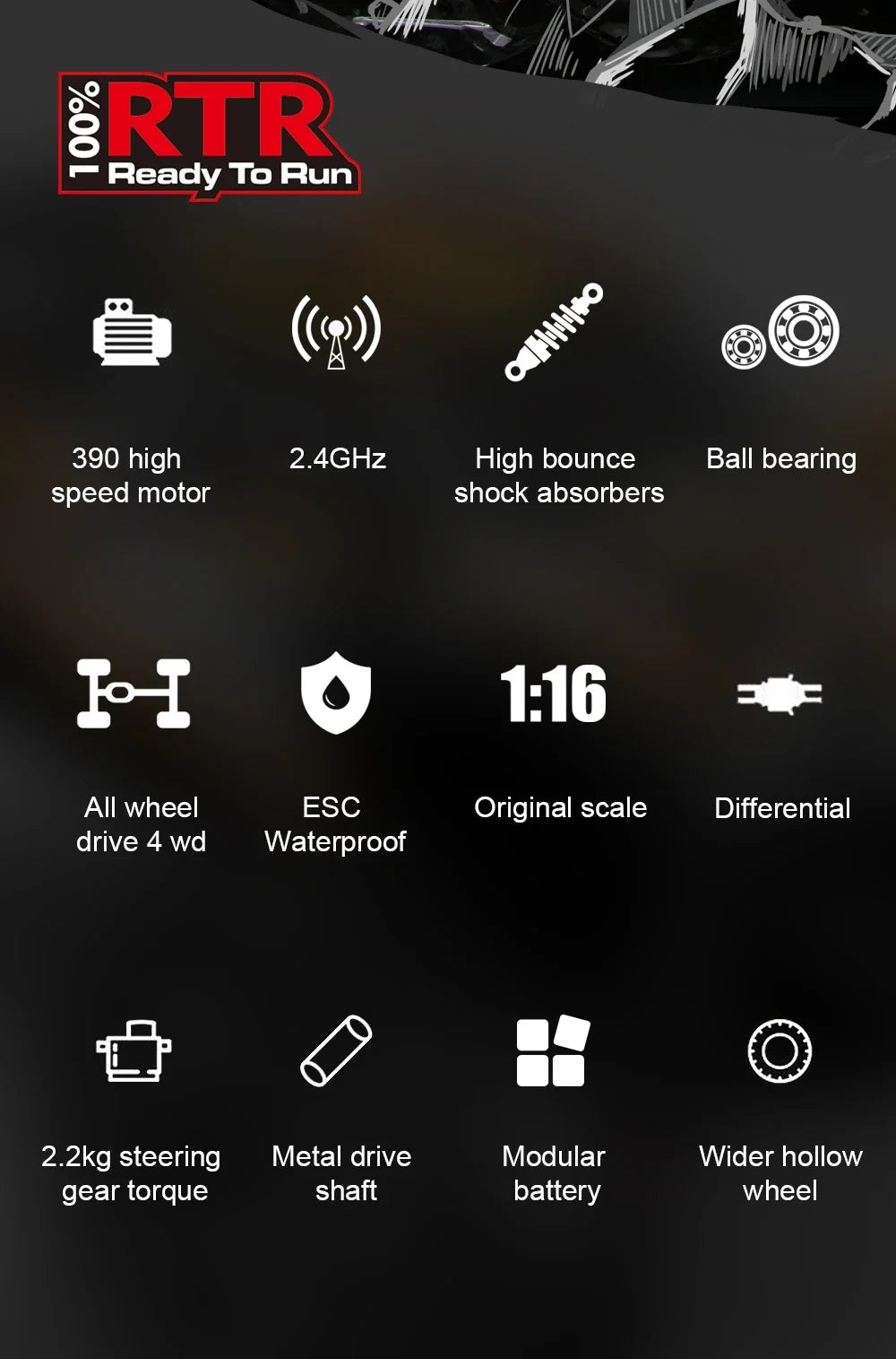 RC Cars Max 33KM/H High Speed 1:14 RC Truggy 4WD Off-Road Remote Control Truck IPX6 Waterproof All Terrain Electric Car Toy Gift