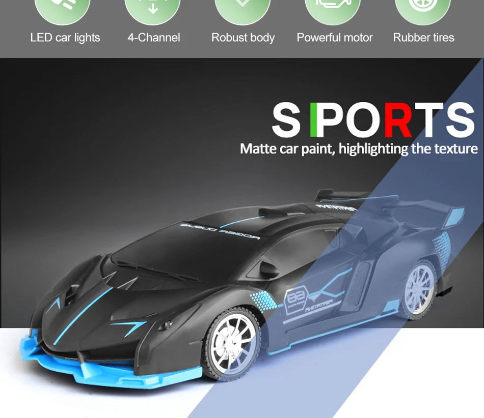 RC Car 2.4G 4CH Remote Control 1:18 With Led Light Sports Cars High Speed Radio Drift Vehicle Racing Boys Girls Toy For Children