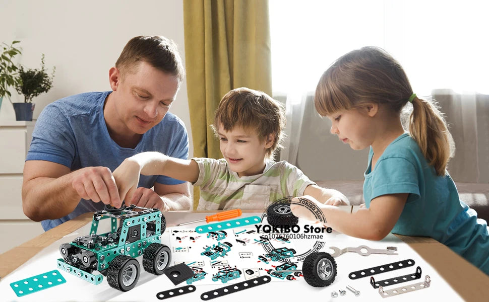 Building Sets Stem Assembly Metal 3-D Puzzle Off-Road Model Car Building Kit Construction Set Toys Parent-Child Interaction Toys