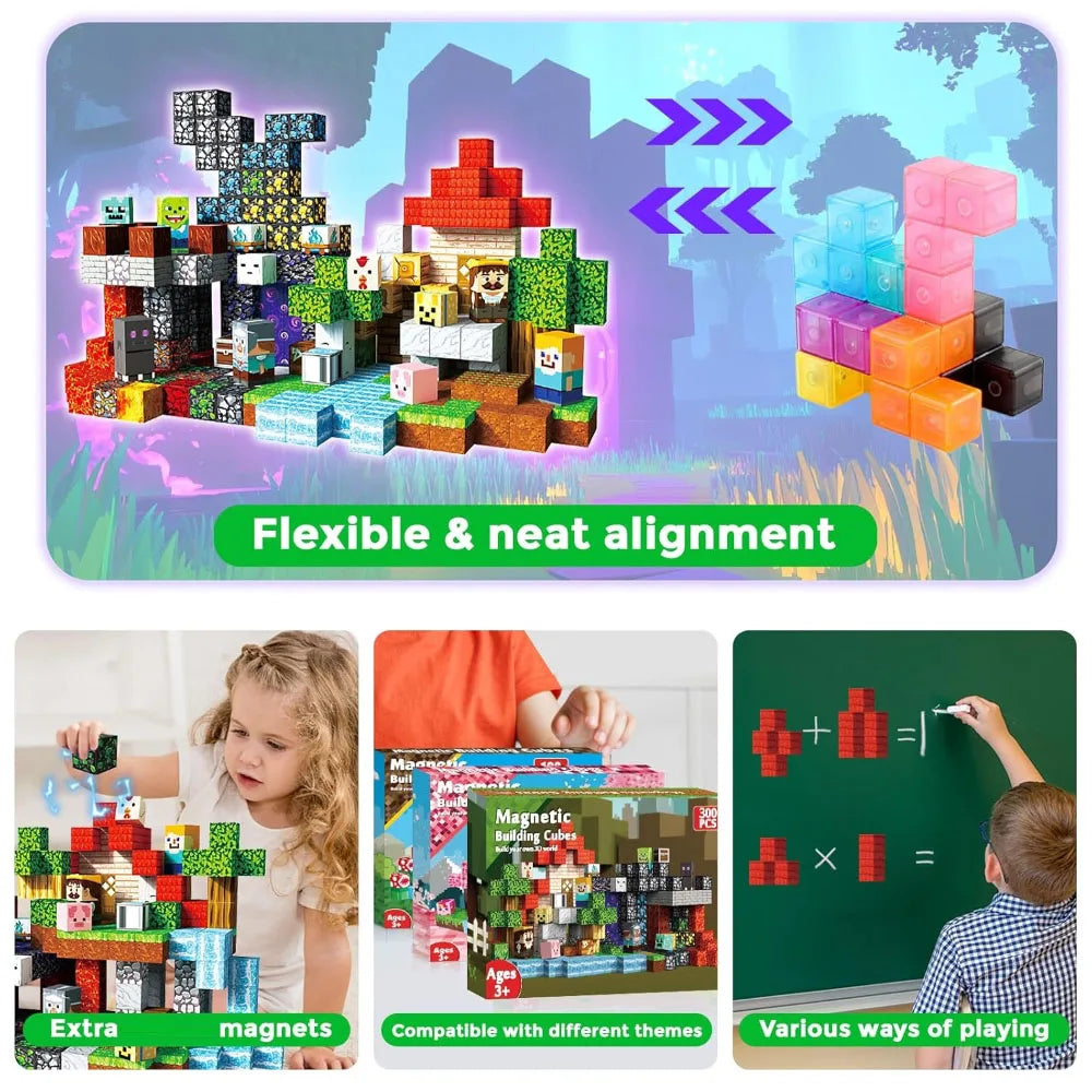 STEM Learning Magnetic Tiles Building Toys Architecture Models DIY Creative Bricks Kids Gift Desk Ornament