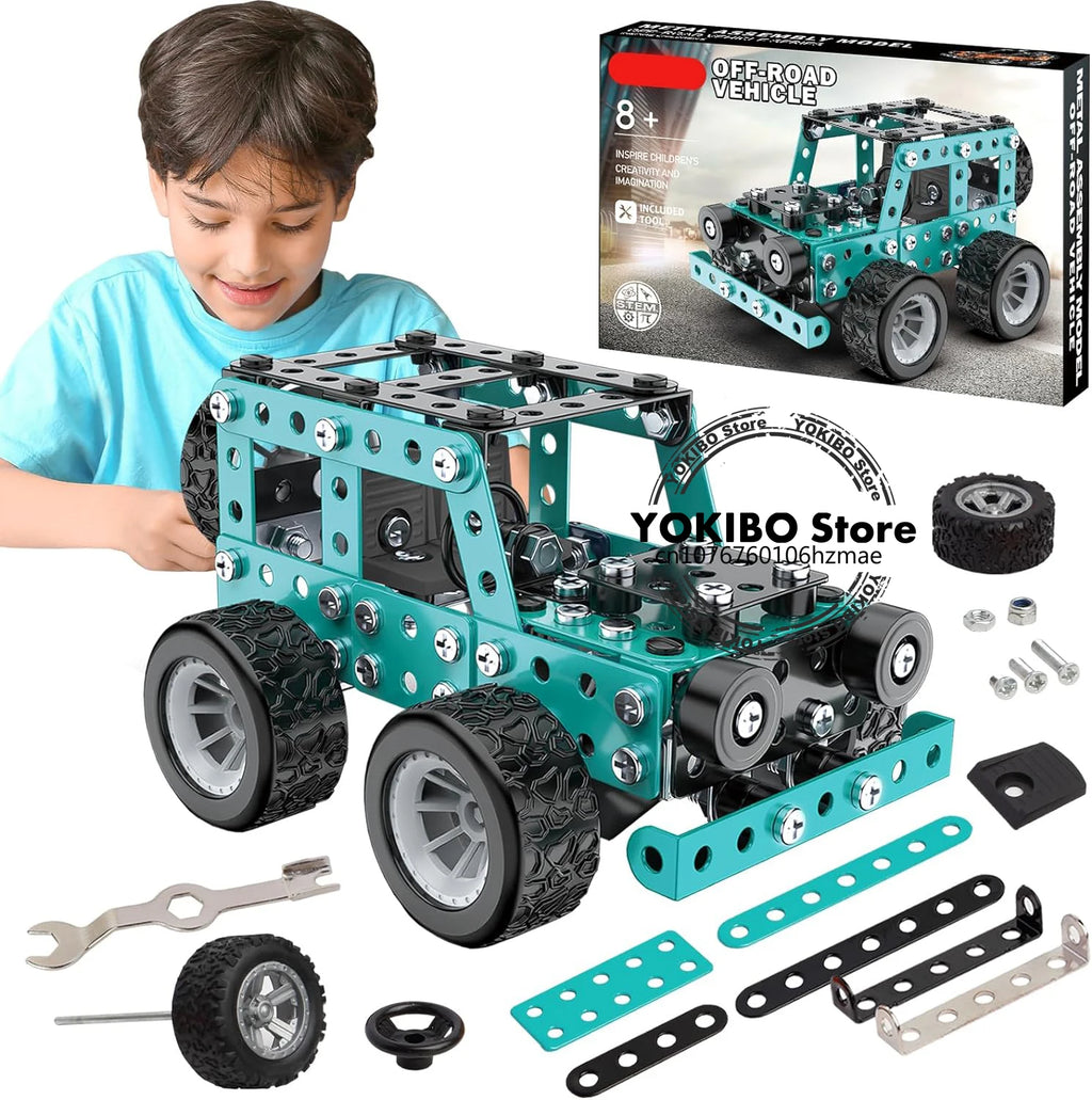 Building Sets Stem Assembly Metal 3-D Puzzle Off-Road Model Car Building Kit Construction Set Toys Parent-Child Interaction Toys