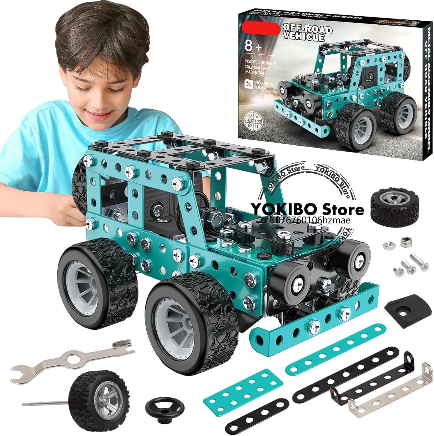 Building Sets Stem Assembly Metal 3-D Puzzle Off-Road Model Car Building Kit Construction Set Toys Parent-Child Interaction Toys