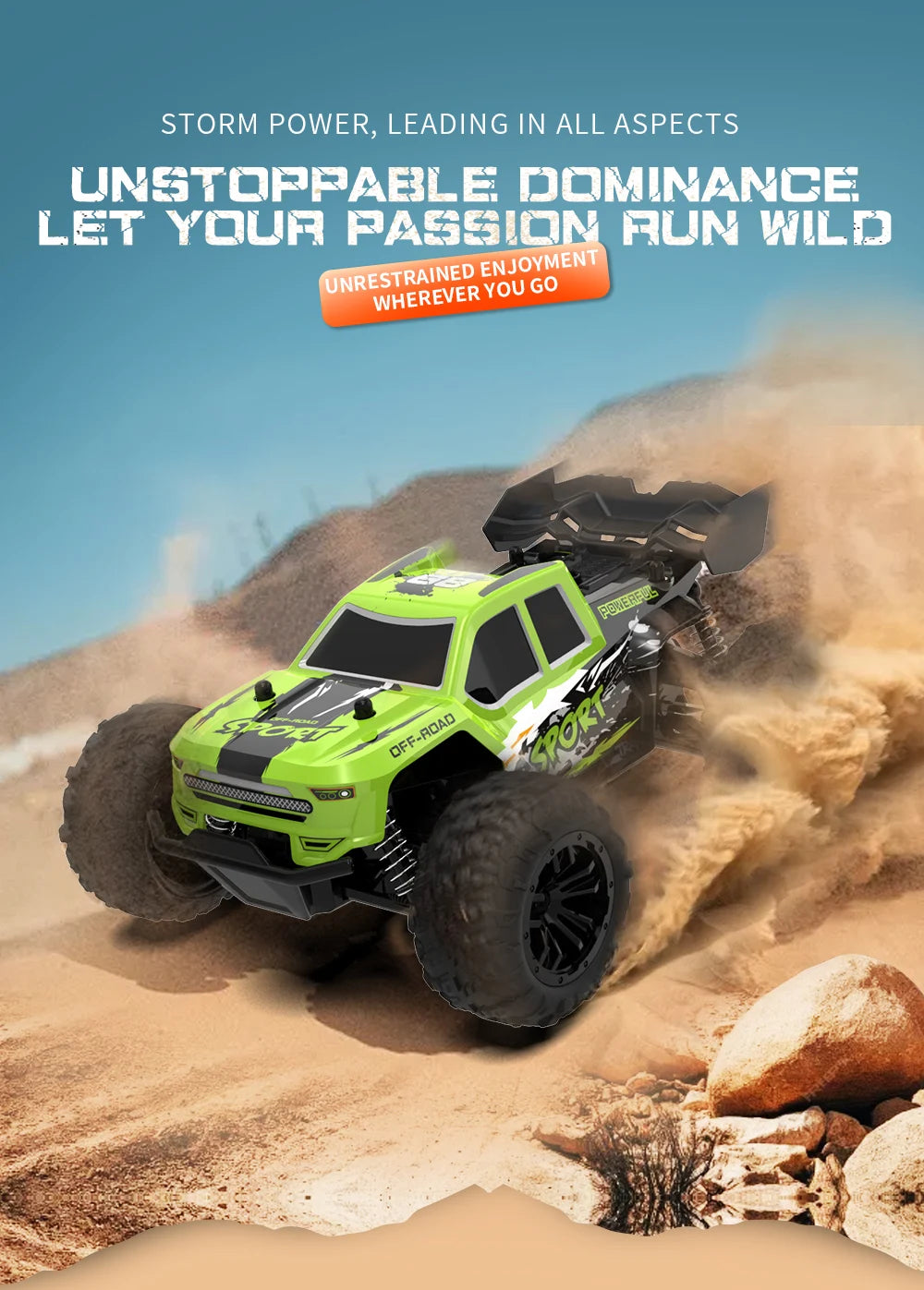 Rc Car High Speed with Light 2.4G Remote Control Racing Car Vehicle Truck 20KM/H Off-Road Climbing RC Toys for Kids Gift