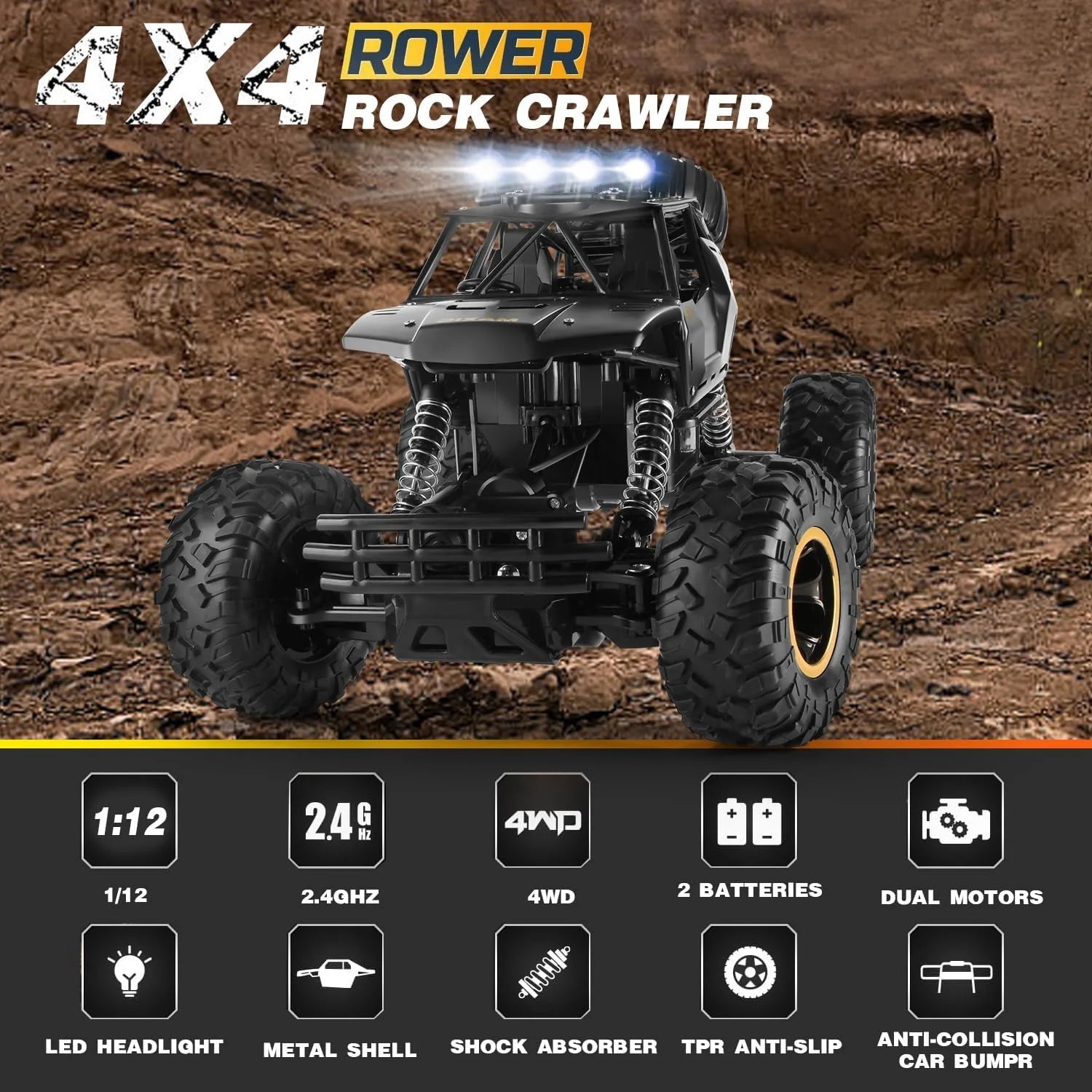 RC Off road Truck 1:12/16 4WD RTR Durable Beginner All Terrain RC Cars High Speed 20Km/h Remote Control Monster Truck Gifts Toys