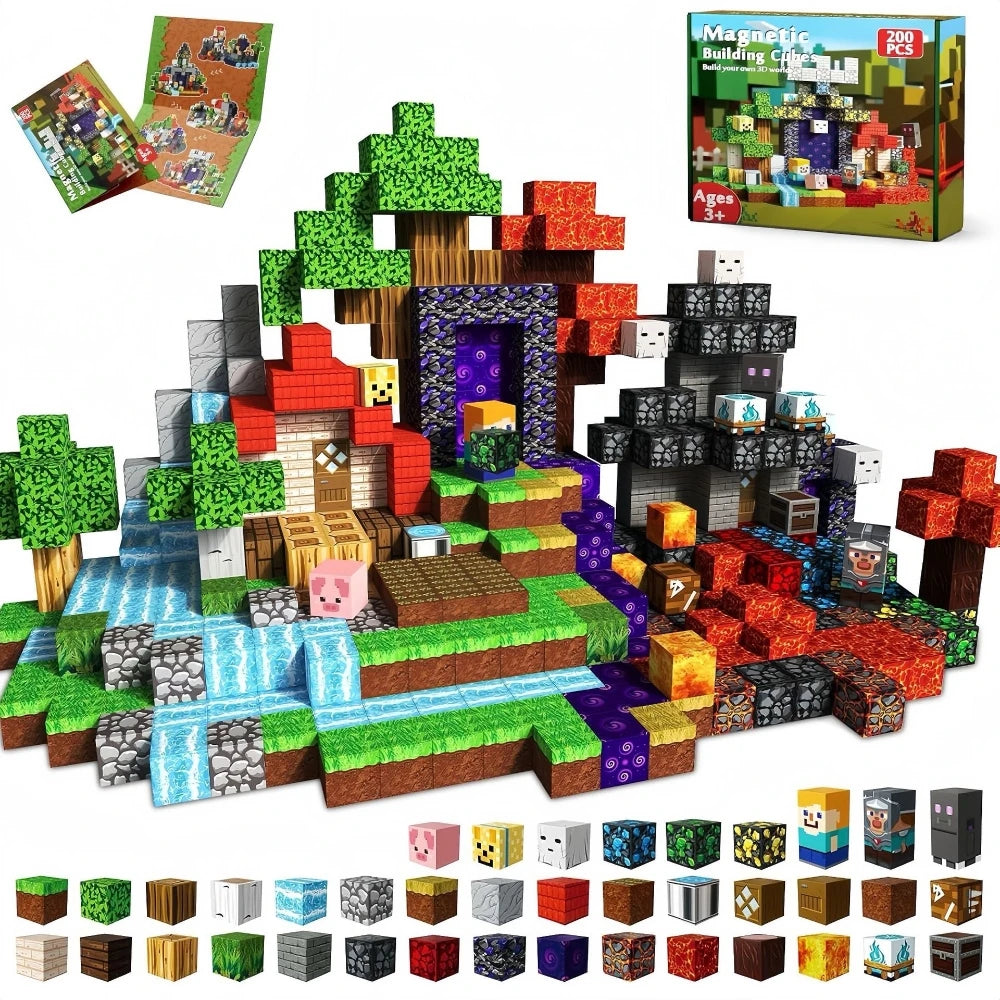 STEM Learning Magnetic Tiles Building Toys Architecture Models DIY Creative Bricks Kids Gift Desk Ornament