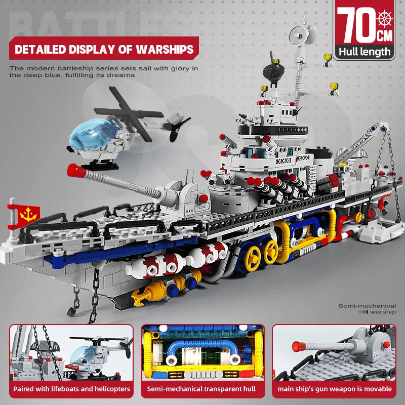 Military Building Blocks Set Mechanical Battleship City Construction Aircraft Carrier Tank Model MOC Building Toys for Boys Gift