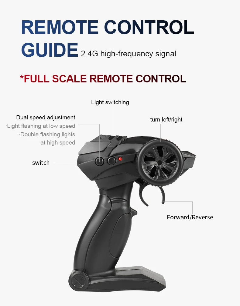 RC Alloy Car 1:16 Scale 2WD Off-Road Remote Control Car with LED Lights And 20KM/H High Speed For Kids Boys Girls Gifts Toys