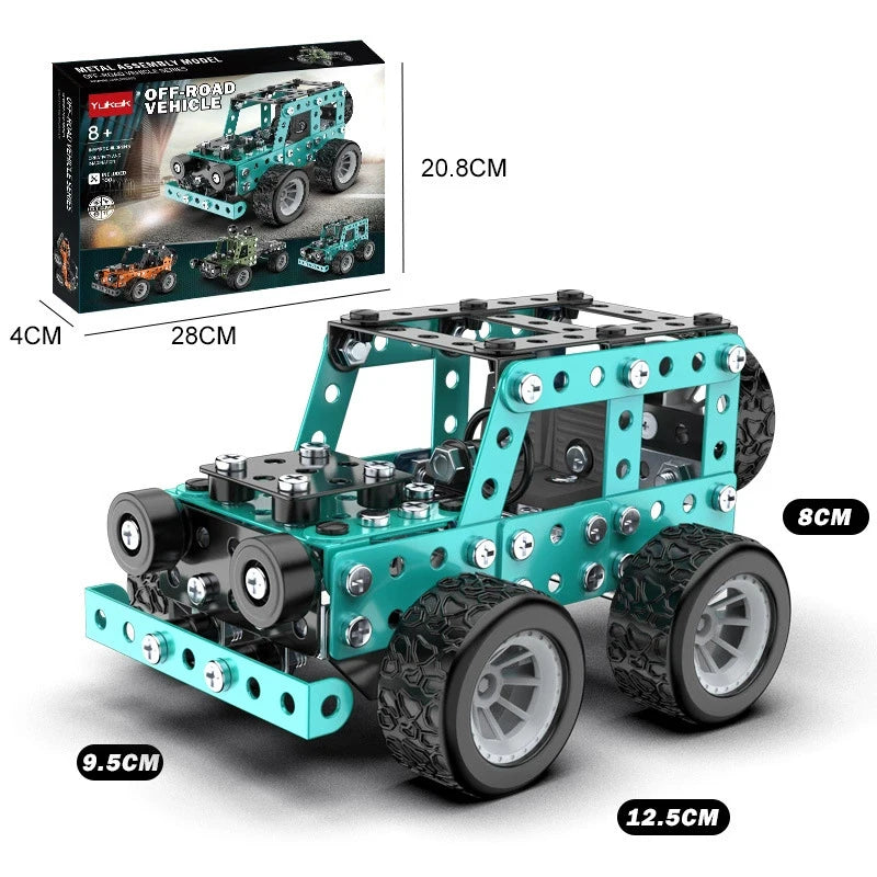 Building Sets Stem Assembly Metal 3-D Puzzle Off-Road Model Car Building Kit Construction Set Toys Parent-Child Interaction Toys