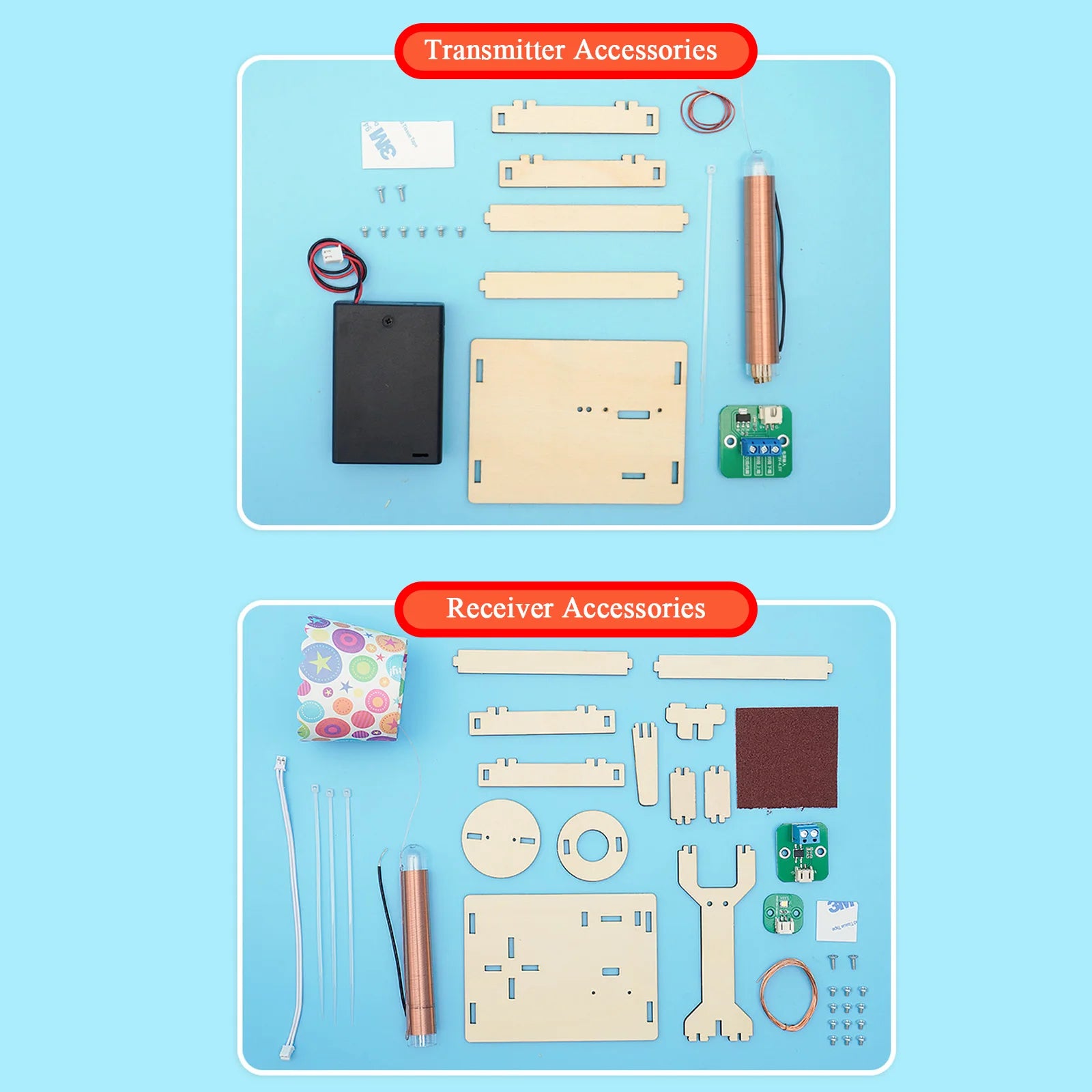 STEM Toys Wooden Model Kit Physical Wireless Power Transmission DIY Science Experiment Toys For Primary and Secondary  Kids STEM