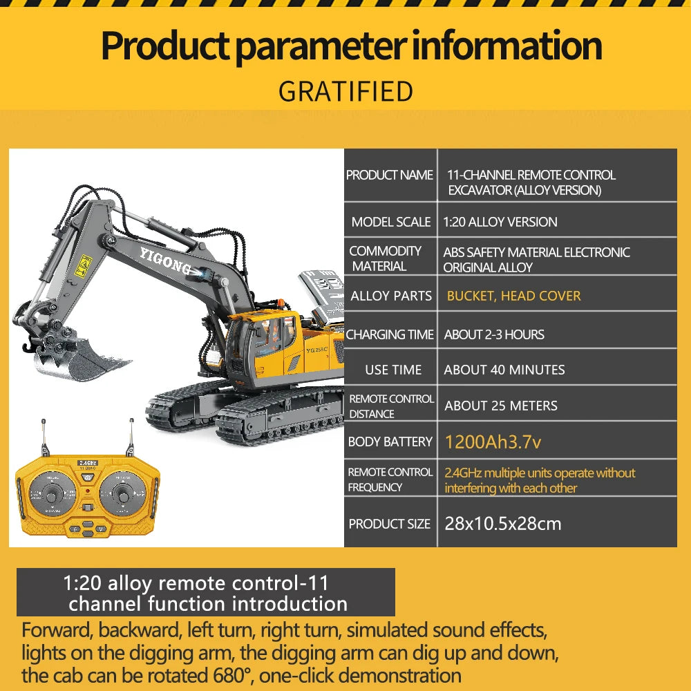 RC Excavator 1:20 Remote Control Truck 2.4G RC Crawler Engineering Vehicle Excavator Truck Radio Control Children's Day Gifts