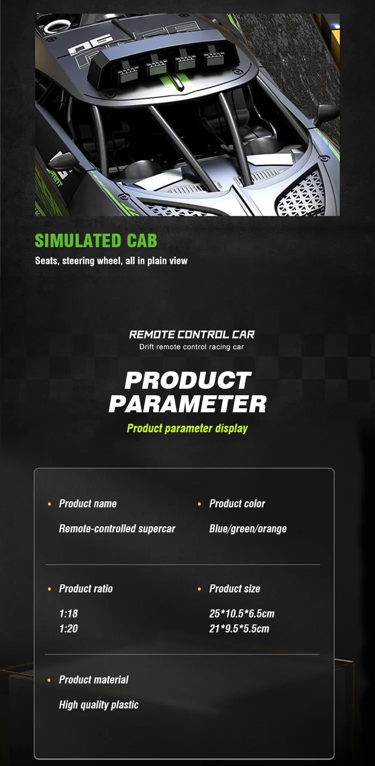 RC Car 4Ch High - Speed Remote Control Drift Electric Sportscar Toy, Perfect Birthday Present for Boys