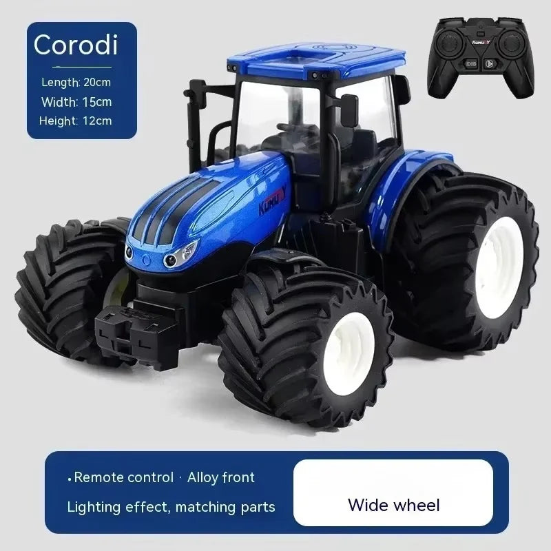Rc Car 1:24 Alloy Remote-Controlled Tractor Toy With Headlights Simulation Electric Farm Truck Toy Set Child Outdoors Toys Gifts