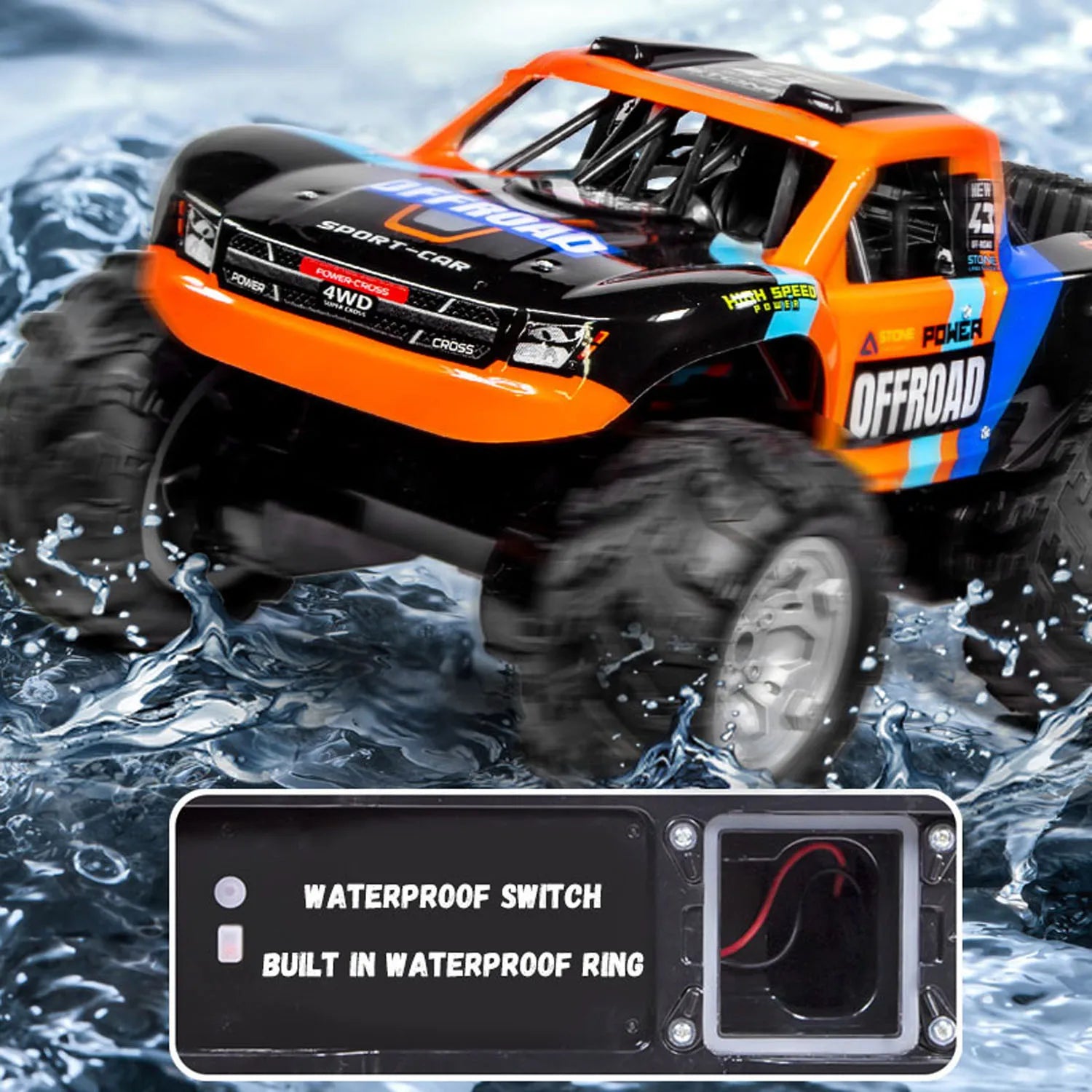 RC Off Road Car 1/14 Stunt Vehicle 4WD Remote Control Amphibious Waterproof Pickup Truck 7.4V Battery RTR Crawler Car Model