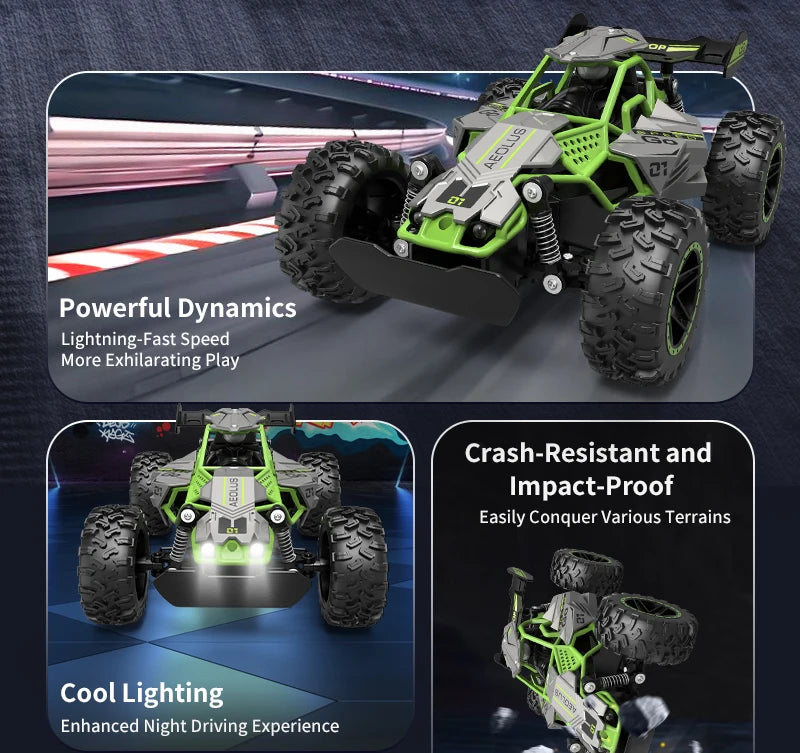 RC Small High-Speed Car,2.4GHz Four-Wheel Drive,Cool Lighting Included,Supports Multiplayer Gaming