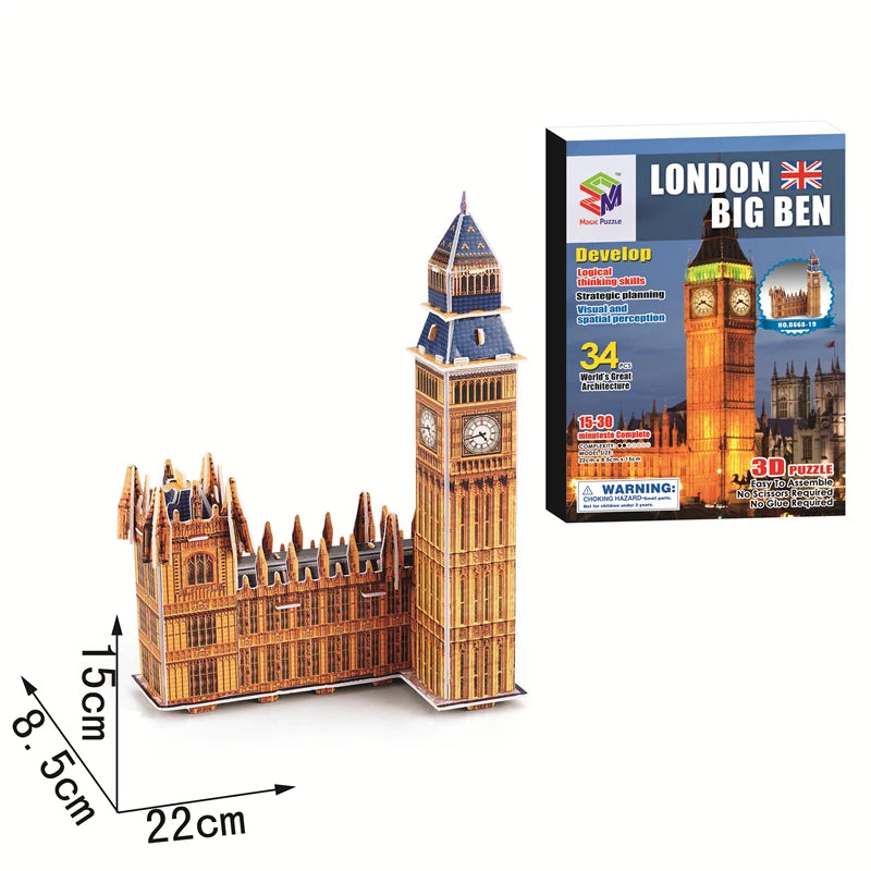 Educational Toys 3D Jigsaw Puzzles Toys Children Intellectual Development  Worlds Famous Building Construction 3D Puzzles Toy