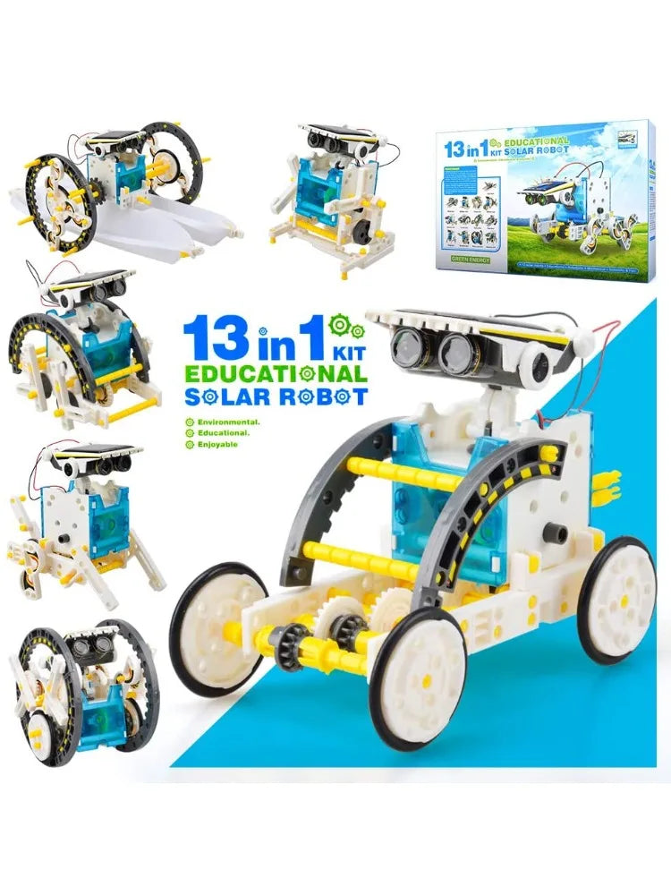 STEM Toys Kids DIY Solar Robot Experiment Kit 13 in 1Robotics Kit Solar Powered Robotics Building Kits Educational Gift for Boy