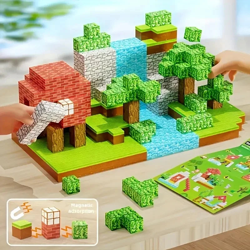 Magnetic Building Blocks set Build Magnet scene Game Construction Toy for Kids STEM Montessori Sensory Cubes Game Toys Gift