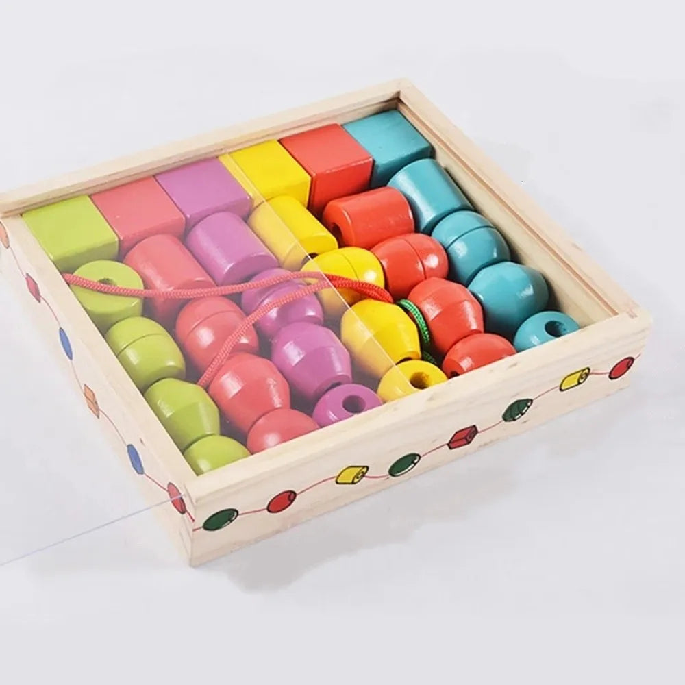 Colorful Wooden Toys Wooden Material Beaded Design Early Educational Toys Matching Game Funny Color Cognition Home Education