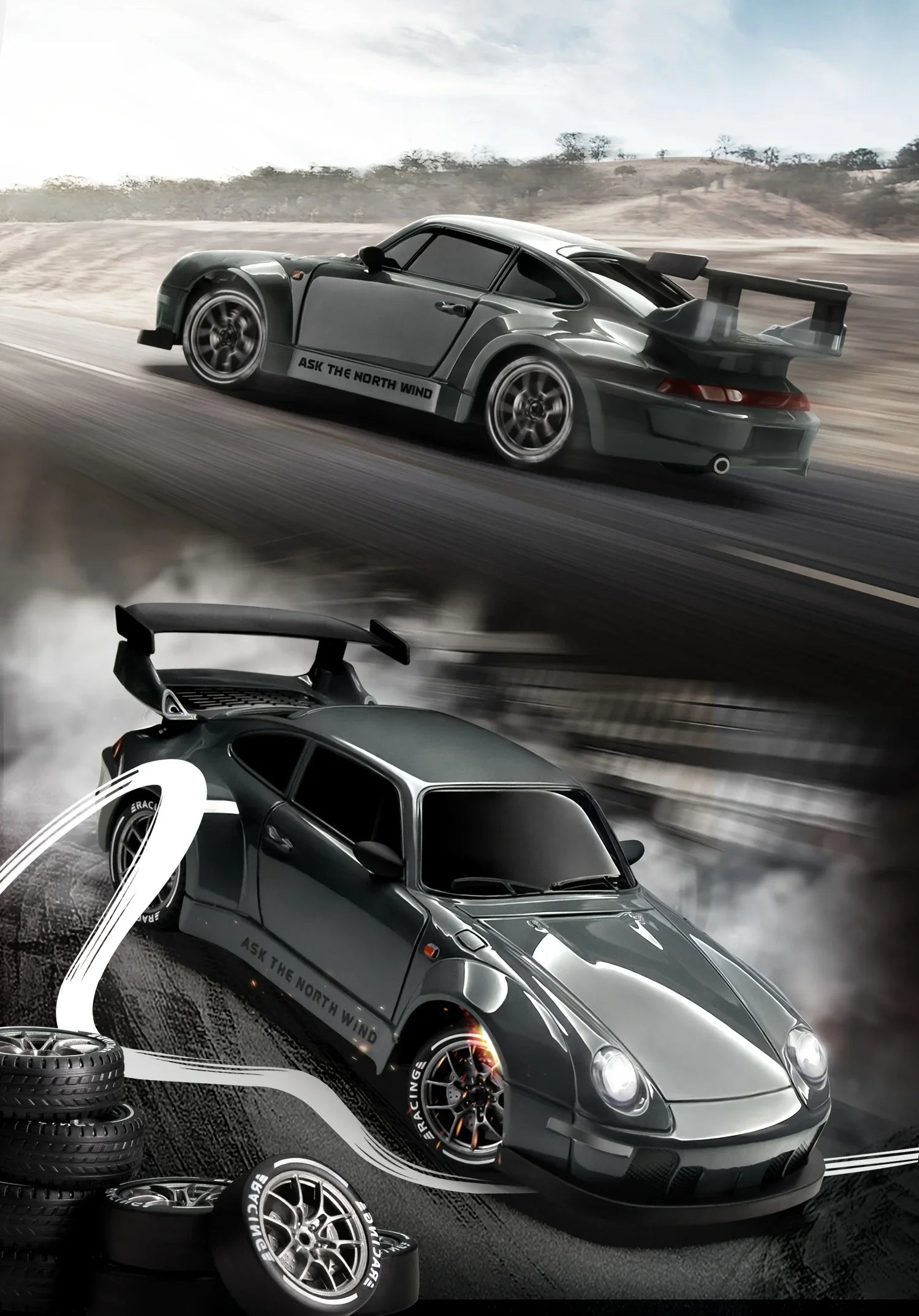 RC Cars 1:24 Remote Control Car 20KM/H 4WD High Speed RC Drift Car with LED Lights Extra Drifting Tires Vehicles for Adults Kids