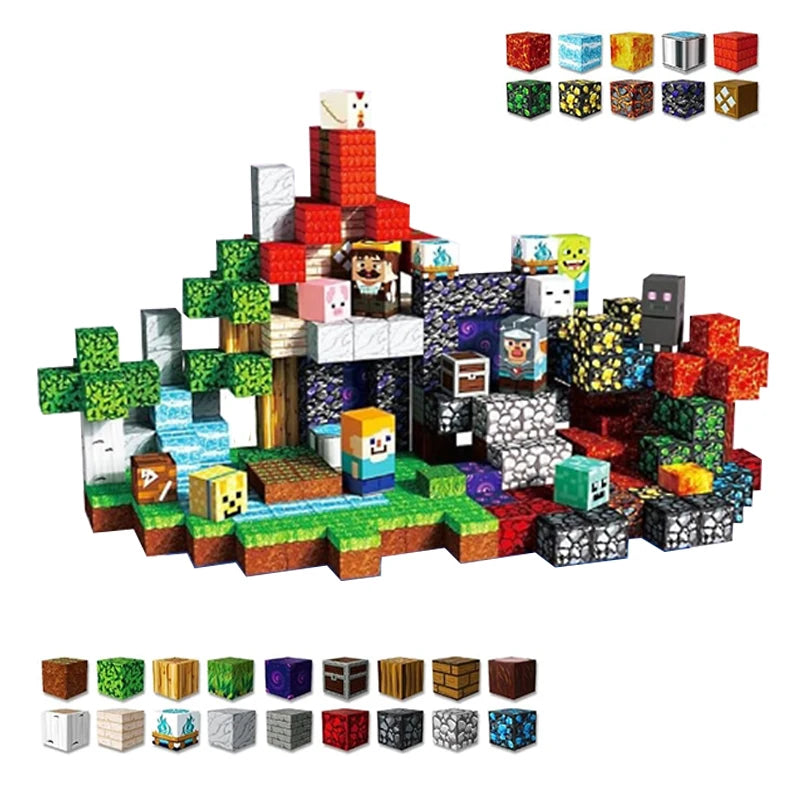 STEM Learning Magnetic Tiles Building Toys Architecture Models DIY Creative Bricks Kids Gift Desk Ornament