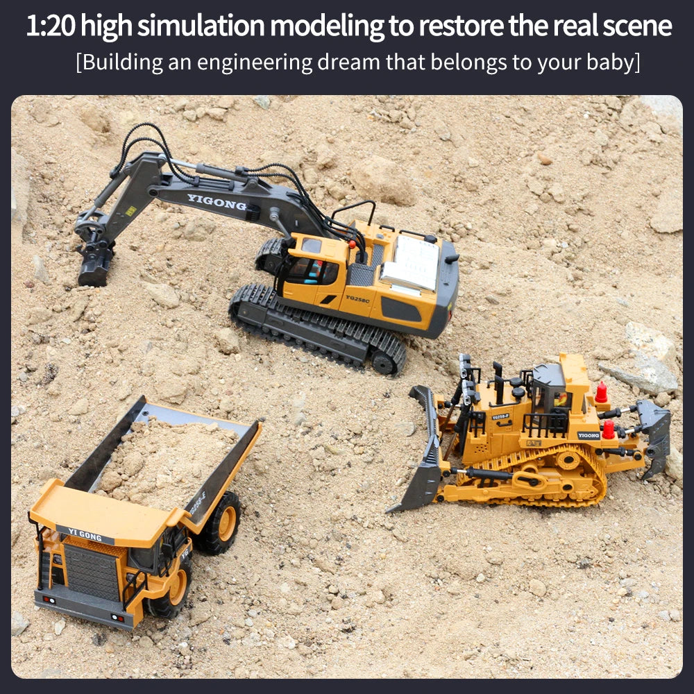 RC Excavator 1:20 Remote Control Truck 2.4G RC Crawler Engineering Vehicle Excavator Truck Radio Control Children's Day Gifts