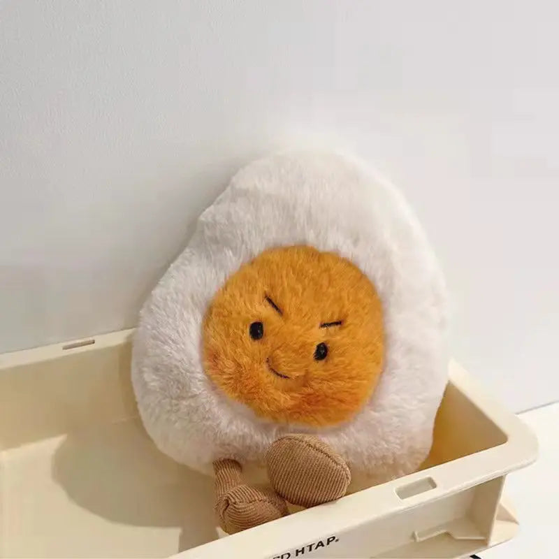 Furry Kawaii Soft Boiled Egg Plush Cuddly Plushies Doll Stuffed Food Long Plush Different Emotions Toys Home Decor Kids Gift